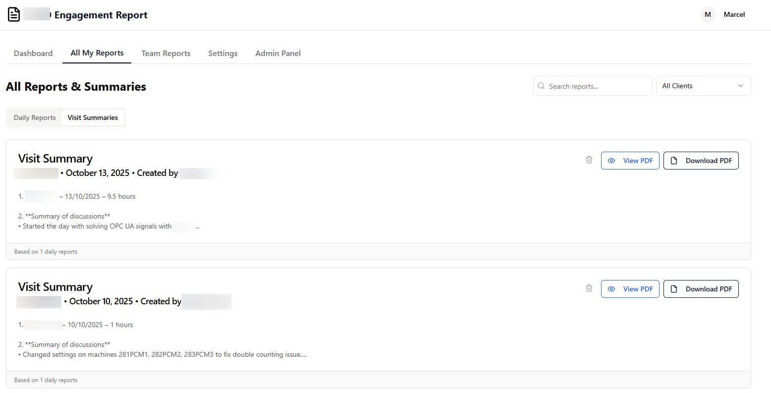 Summaries and PDF Export